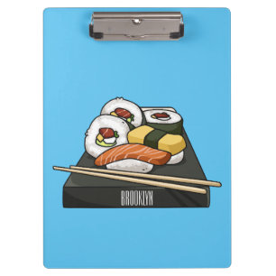 Sushi cartoon illustration clipboard