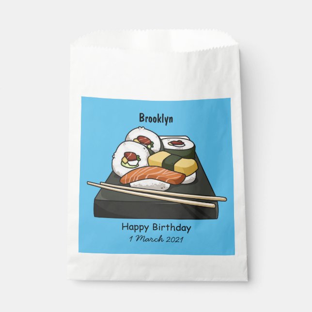 Sushi cartoon illustration favour bag (Front)
