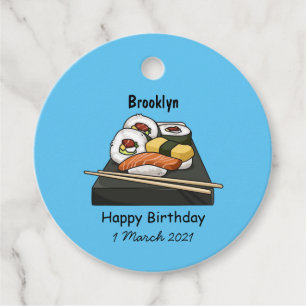 Sushi cartoon illustration favour tags