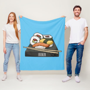 Sushi cartoon illustration fleece blanket