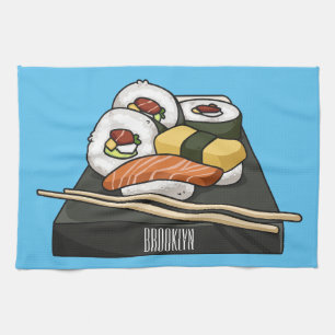Sushi cartoon illustration kitchen towel