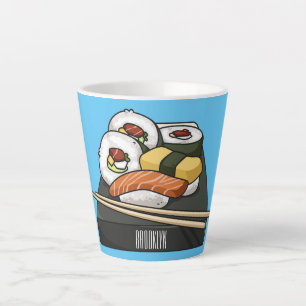 Sushi cartoon illustration latte mug