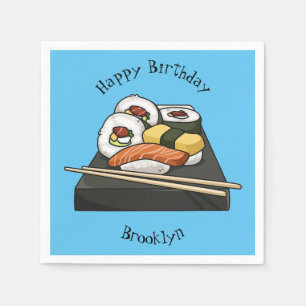 Sushi cartoon illustration napkin