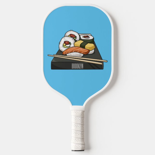 Sushi cartoon illustration  pickleball paddle (Front)