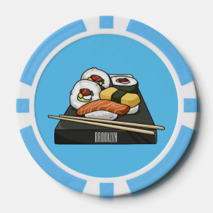 Sushi cartoon illustration poker chips