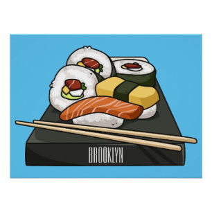 Sushi cartoon illustration  poster