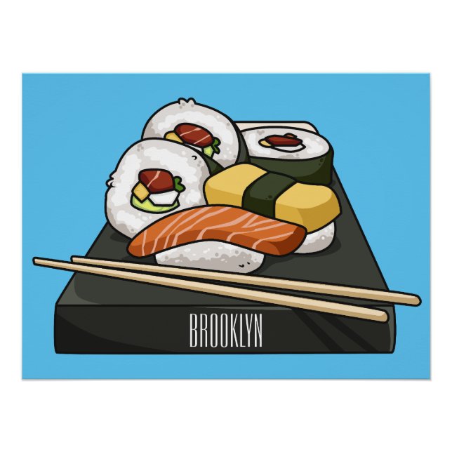 Sushi cartoon illustration  poster (Front)