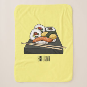Sushi cartoon illustration sherpa blanket