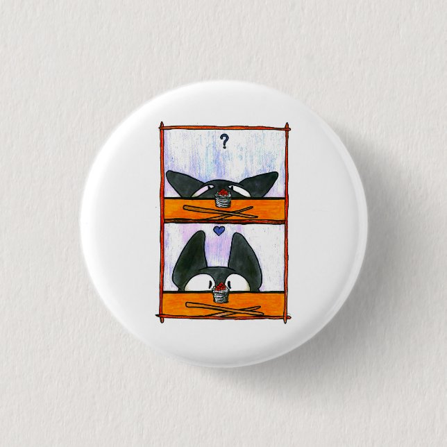 Sushi Cat! 1 Inch Round Button (Front)