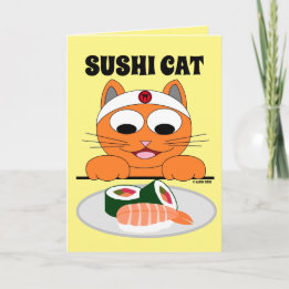 SUSHI CAT Birthday Card Funny