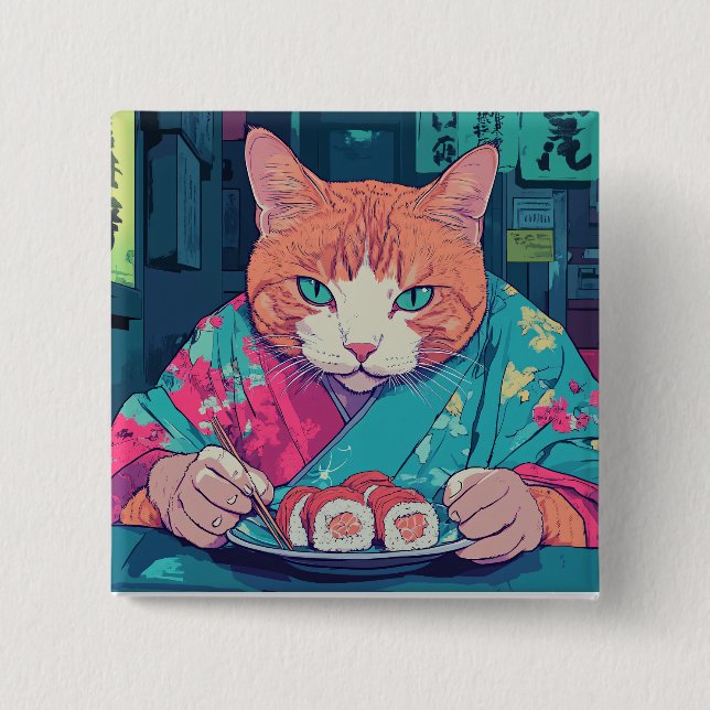 SUSHI CAT BUTTON  (Front)