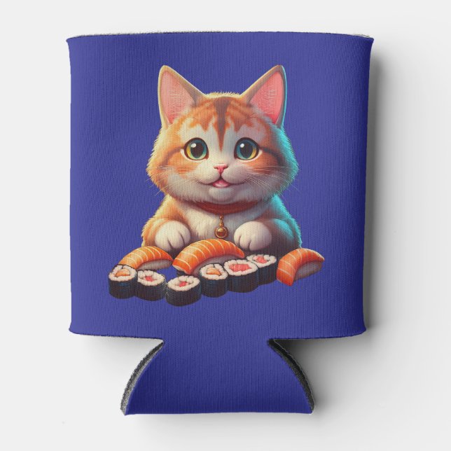 Sushi Cat Can Cooler (Front)