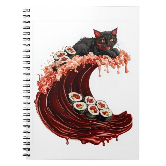 Sushi Cat Dreams – Quirky Japanese Food Kitty Notebook (Front)