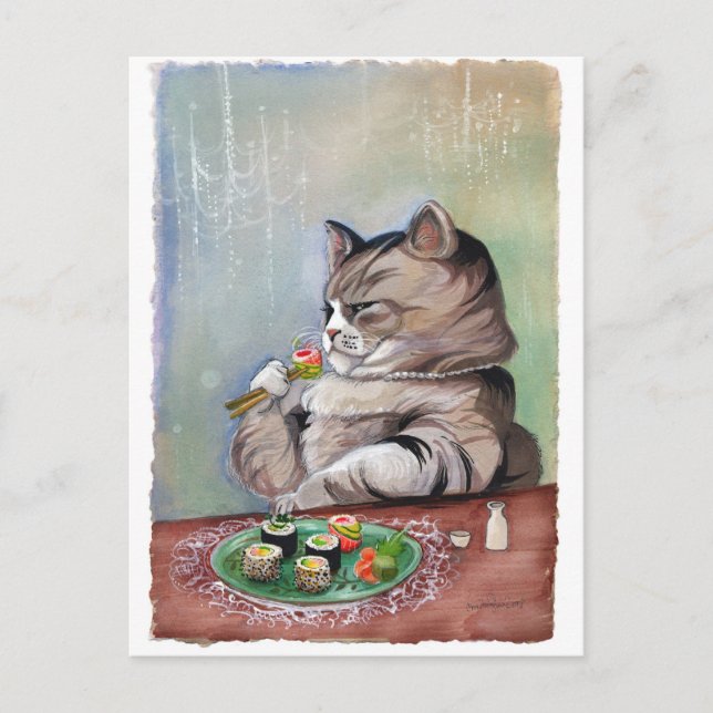 Sushi Cat Fancy Feast Postcard (Front)