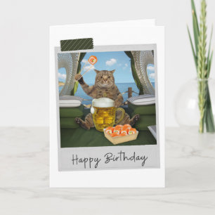 Sushi Cat Funny Carte d'anniversaire