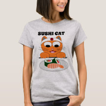 Sushi Cat Ginger Kitty Humourous T Shirt