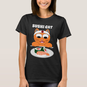 SUSHI CAT Ginger Kitty with Sushi Funny T-Shirt