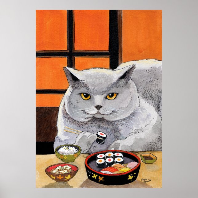 Sushi Cat Later Afternoon Snack Poster (Front)