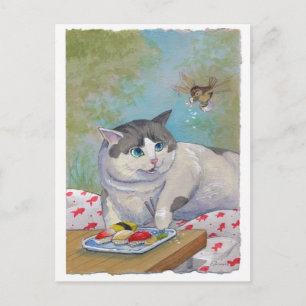 Sushi Cat Picnic Suprise Postcard