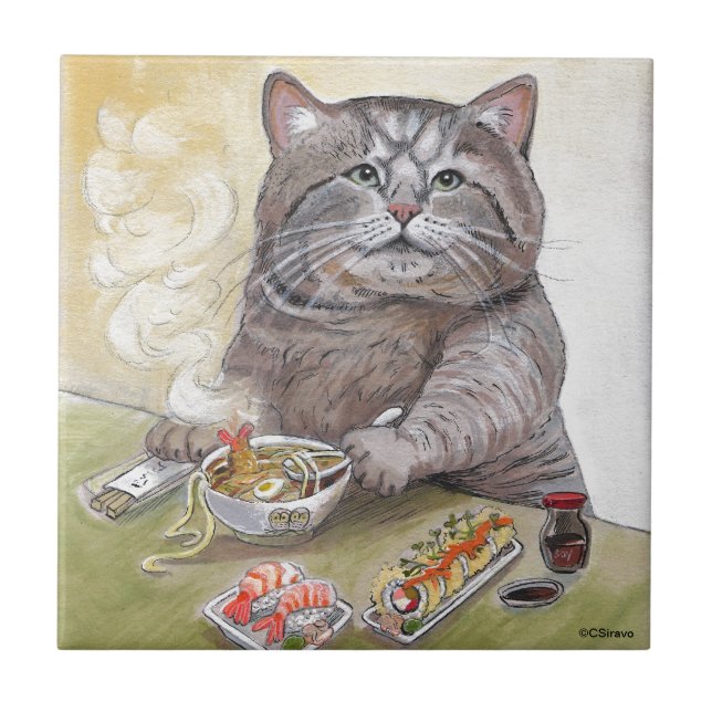 Sushi Cat Tempura Udon Tile (Front)