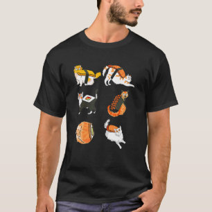 Sushi Cats Japanese Cuisine Asian Fish Salmon T-Shirt