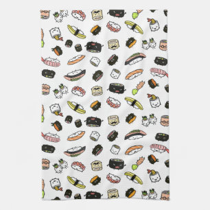 Sushi Characters Pattern Kitchen Towel
