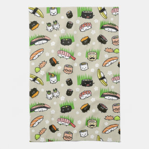 Sushi Characters Pattern Kitchen Towel