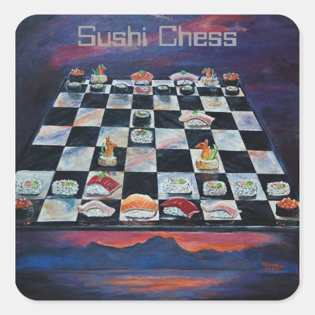 Sushi Chess Square Sticker (Front)