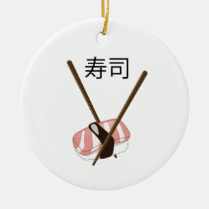 Sushi Chopsticks Ceramic Ornament