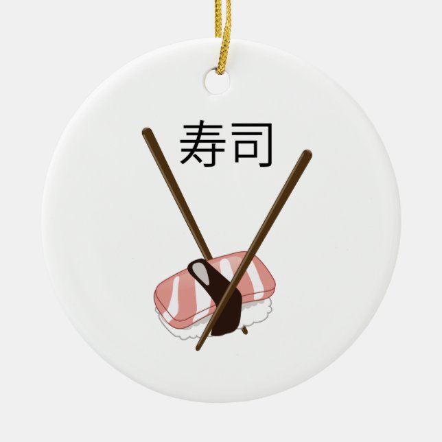 Sushi Chopsticks Ceramic Ornament (Front)
