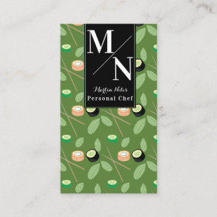 Sushi Chopsticks Greenery Pattern Business Card