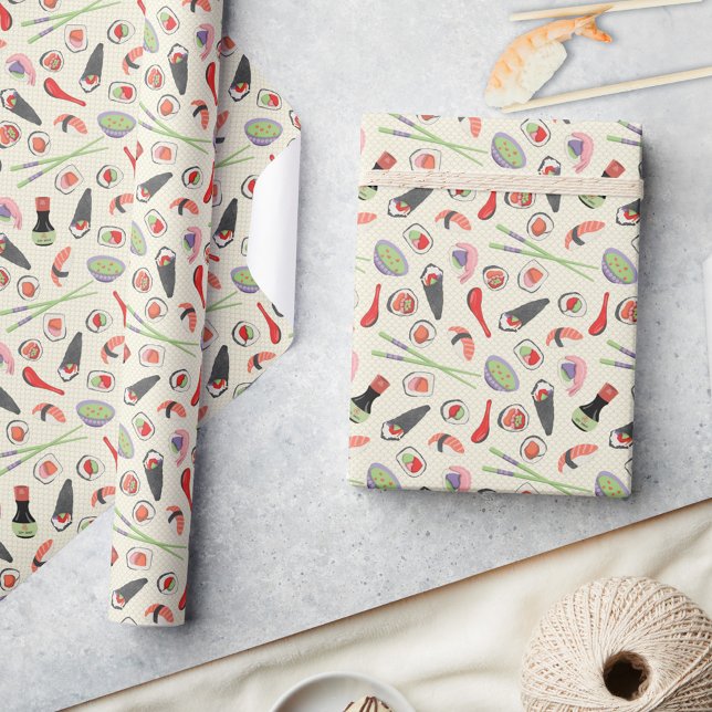 Sushi, Chopsticks & Soy Sauce Wrapping Paper (Creator Uploaded)