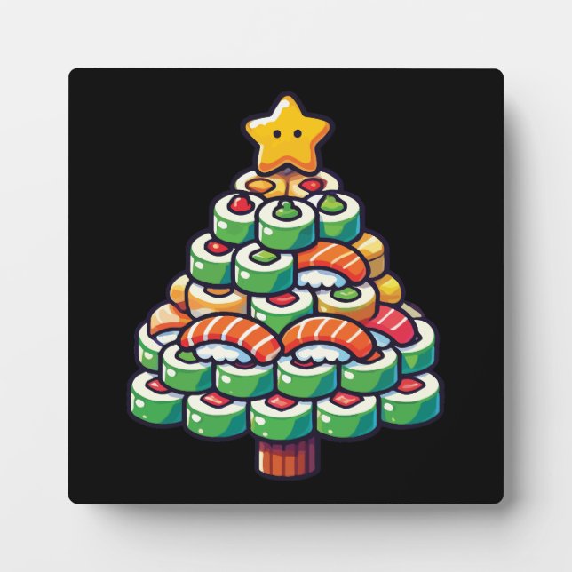  Sushi Christmas Tree - Funny Holiday Foodie Food Plaque (Front)