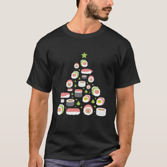 Sushi Christmas Tree Japanese Rolls Swea T-Shirt (Front)
