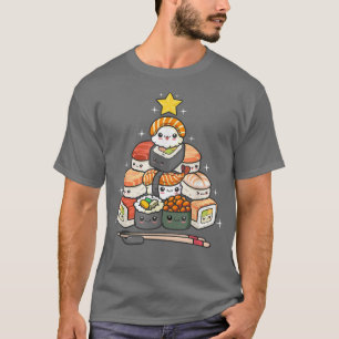 Sushi Christmas Tree Kawaii Salmon Shrimp Wasabi J T-Shirt