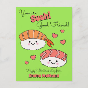 Sushi Classroom Valentine Friendship Cute Kid Card