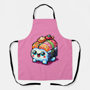 Sushi Companion - Playful Pixelated Culinary Art Apron