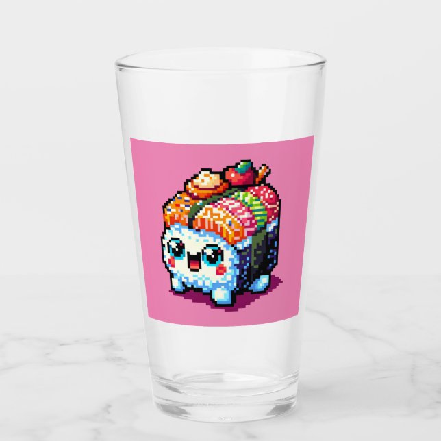 Sushi Companion - Playful Pixelated Culinary Art Glass (Front)