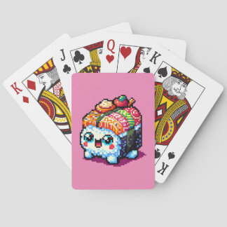 Sushi Companion - Playful Pixelated Culinary Art Playing Cards