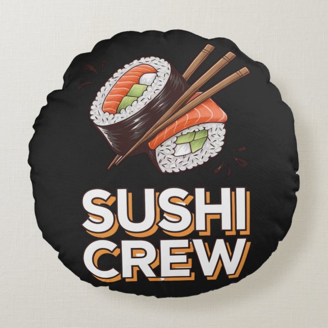 Sushi Crew Round Pillow (Front)