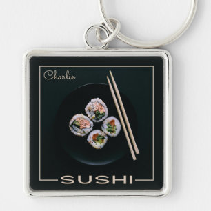 Sushi custom monogram key chain