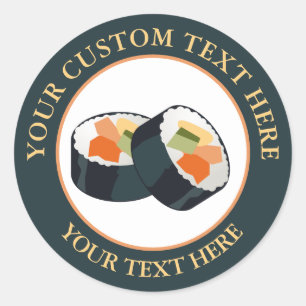 Sushi Custom Text Logo Icon 1 1/2" Classic Round Sticker