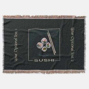 Sushi custom text throw blanket