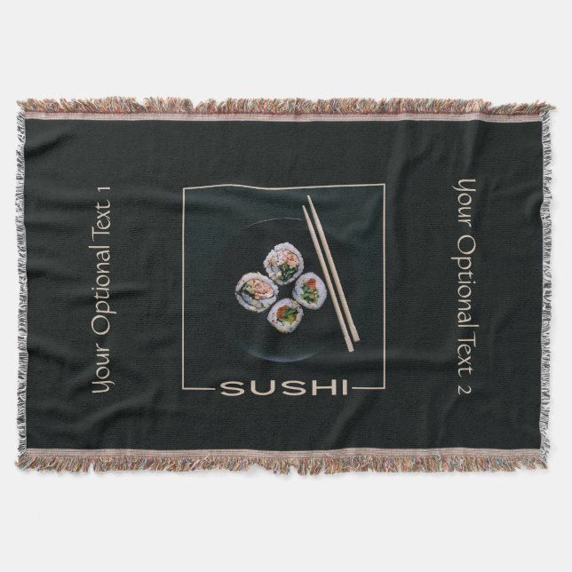 Sushi custom text throw blanket (Front)
