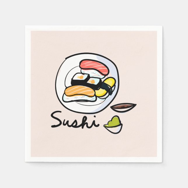 Sushi cute kawaii Japanese dinner party Napkin (Front)