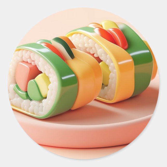Sushi Delight: A Digital Culinary Masterpiece Classic Round Sticker (Front)