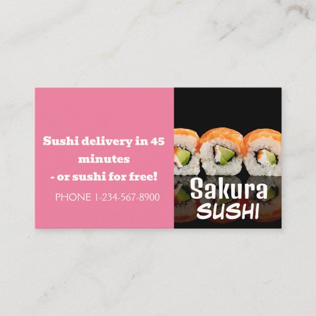 Sushi Delivery Discount Sale Offer Business Card (Front)