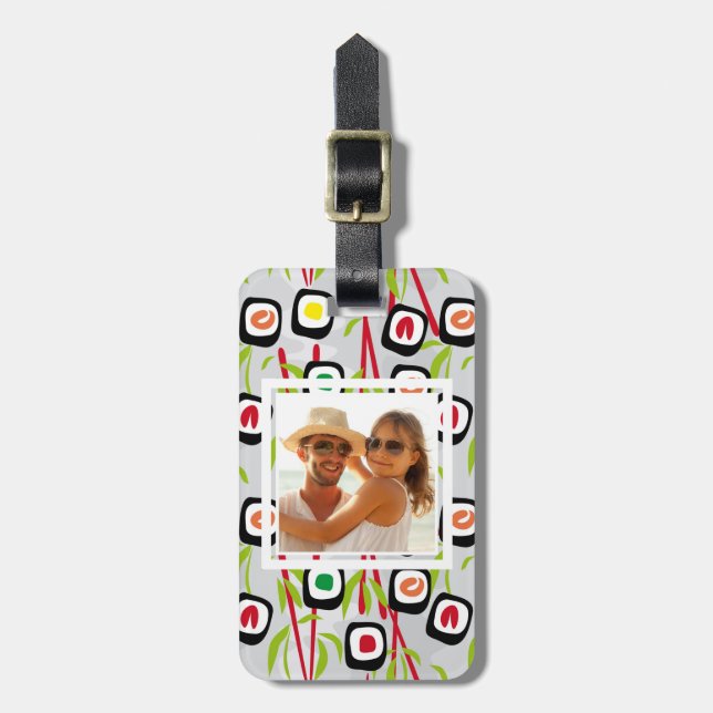 Sushi Design Pattern | Monogram Luggage Tag (Front Vertical)