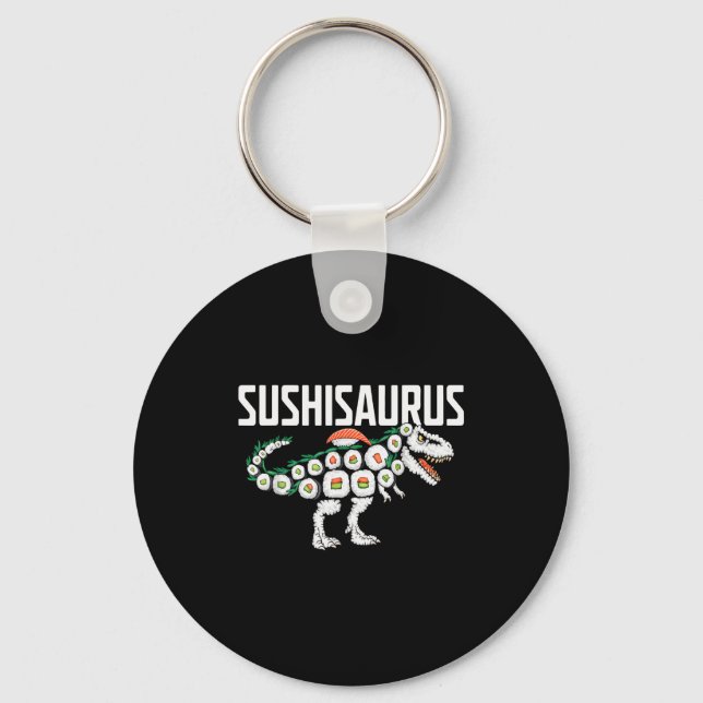Sushi Dinosaur T-rex Japanese Food Funny Sushi Rol Keychain (Front)