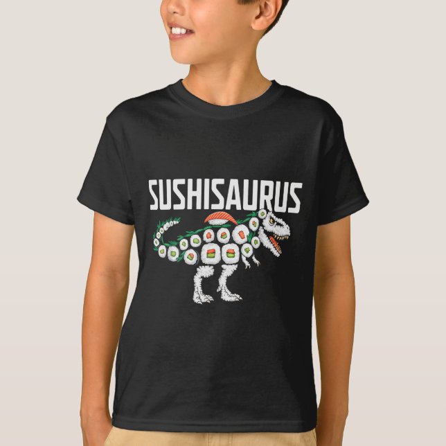 Sushi Dinosaur T-rex Japanese Food Funny Sushi Rol T-Shirt (Front)